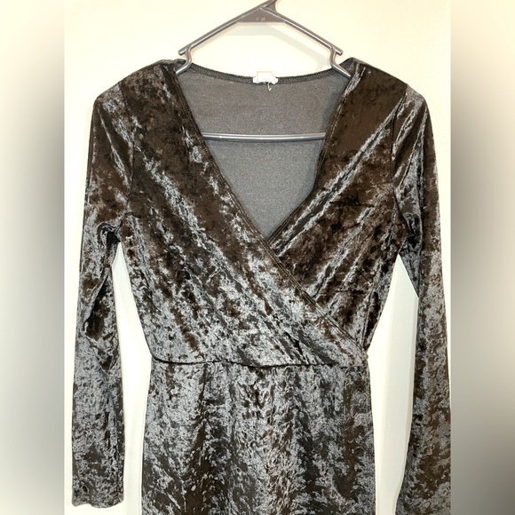 Garage Black Velvet Romper Dress - Picture 2 of 6